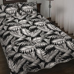 Black And White Palm Leaves Print Quilt Bed Set