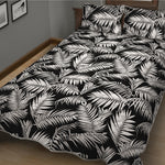 Black And White Palm Leaves Print Quilt Bed Set