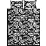 Black And White Palm Leaves Print Quilt Bed Set
