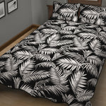 Black And White Palm Leaves Print Quilt Bed Set