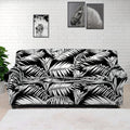 Black And White Palm Leaves Print Sofa Cover
