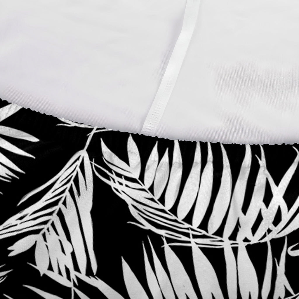 Black And White Palm Leaves Print Sofa Cover