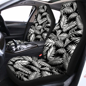 Black And White Palm Leaves Print Universal Fit Car Seat Covers