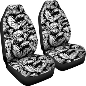 Black And White Palm Leaves Print Universal Fit Car Seat Covers
