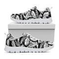Black And White Palm Leaves Print White Running Shoes
