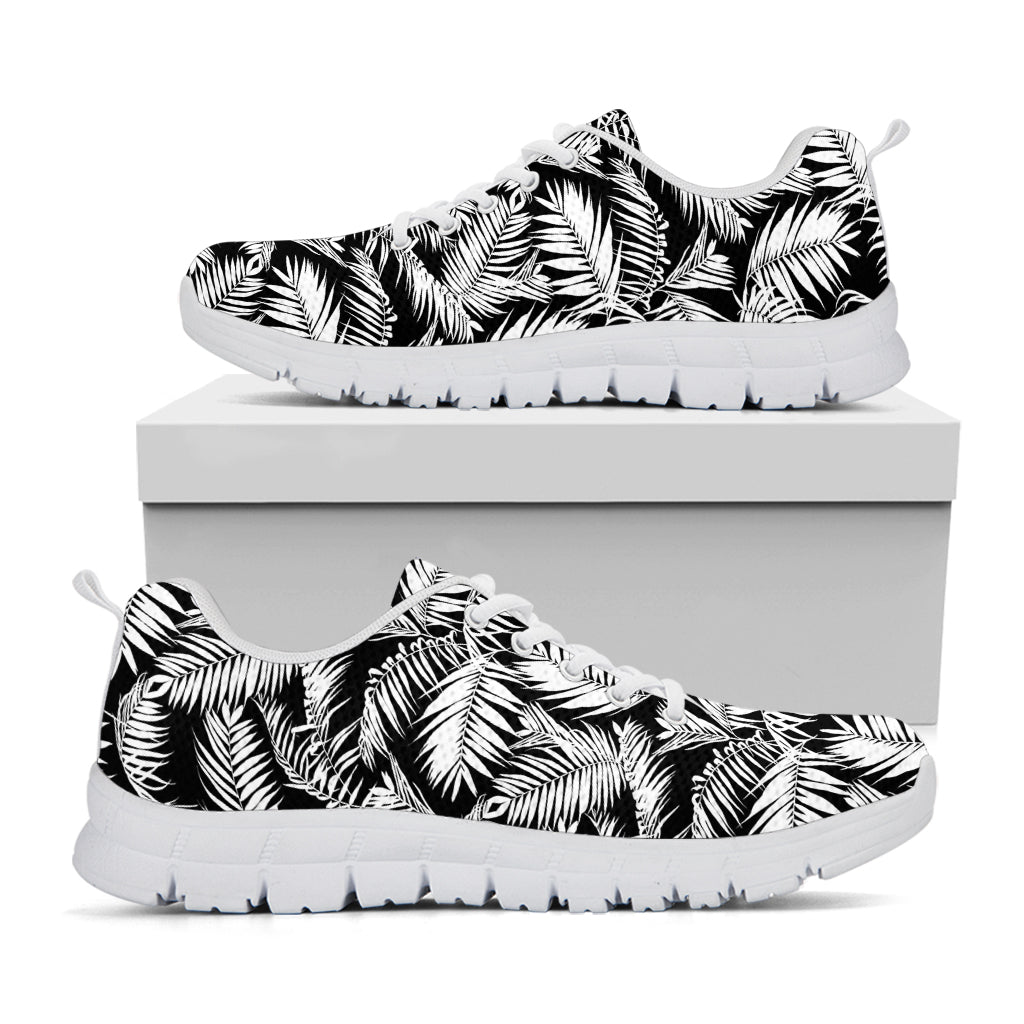 Black And White Palm Leaves Print White Sneakers