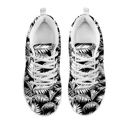 Black And White Palm Leaves Print White Sneakers