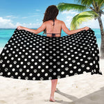 Black And White Paw And Polka Dot Print Beach Sarong Wrap
