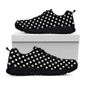 Black And White Paw And Polka Dot Print Black Running Shoes