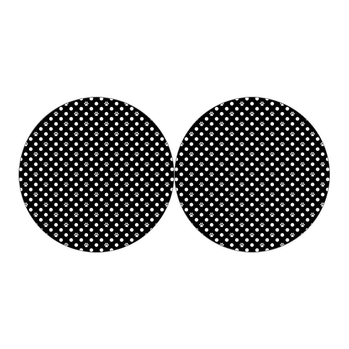 Black And White Paw And Polka Dot Print Car Coasters