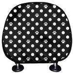 Black And White Paw And Polka Dot Print Car Headrest Covers
