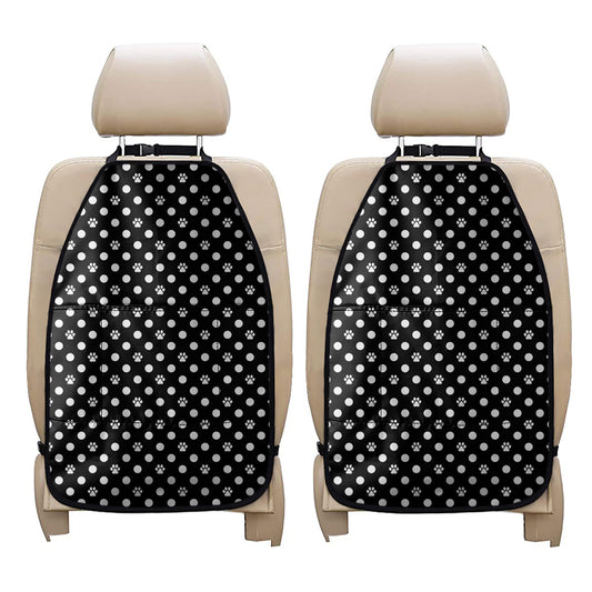 Black And White Paw And Polka Dot Print Car Seat Organizers