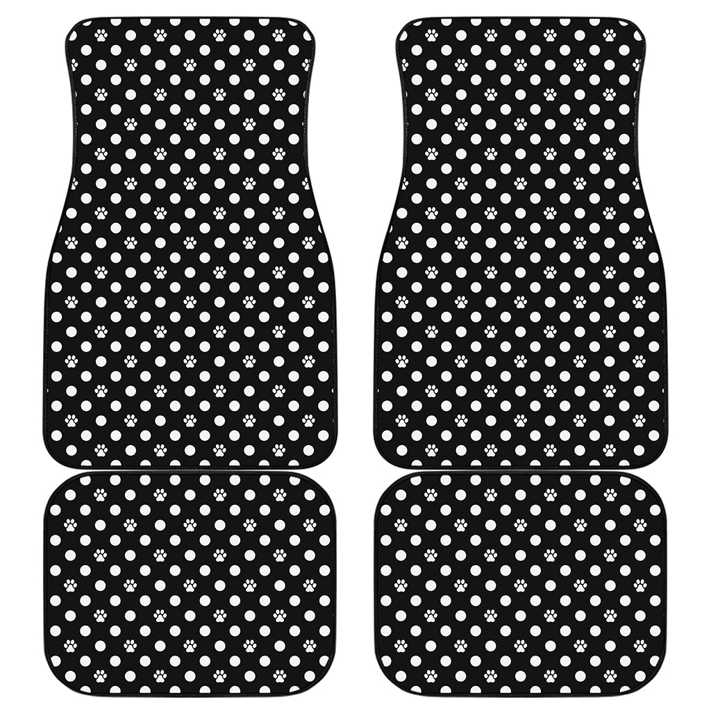 Black And White Paw And Polka Dot Print Front and Back Car Floor Mats