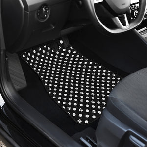 Black And White Paw And Polka Dot Print Front Car Floor Mats