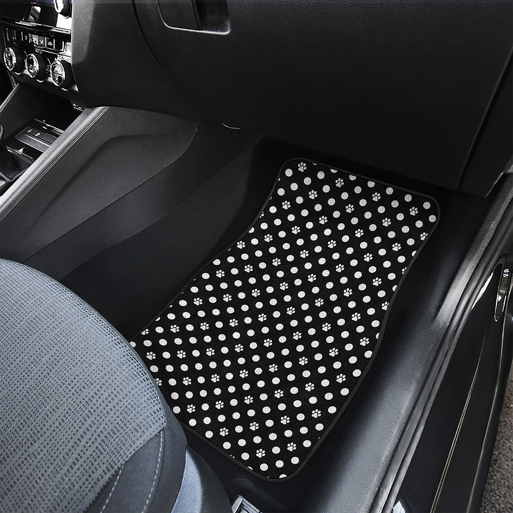 Black And White Paw And Polka Dot Print Front Car Floor Mats