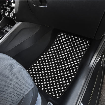 Black And White Paw And Polka Dot Print Front Car Floor Mats