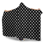 Black And White Paw And Polka Dot Print Hooded Blanket