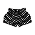 Black And White Paw And Polka Dot Print Muay Thai Boxing Shorts