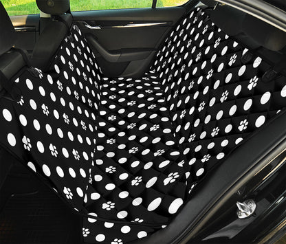 Black And White Paw And Polka Dot Print Pet Car Back Seat Cover