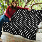 Black And White Paw And Polka Dot Print Quilt