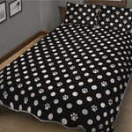 Black And White Paw And Polka Dot Print Quilt Bed Set