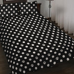 Black And White Paw And Polka Dot Print Quilt Bed Set