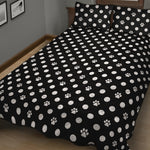 Black And White Paw And Polka Dot Print Quilt Bed Set