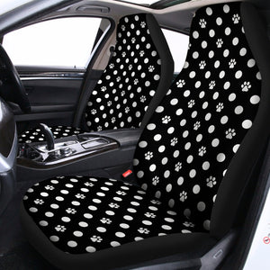 Black And White Paw And Polka Dot Print Universal Fit Car Seat Covers