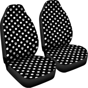 Black And White Paw And Polka Dot Print Universal Fit Car Seat Covers