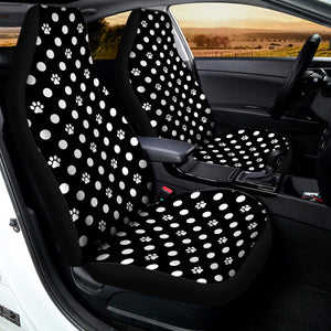 Black And White Paw And Polka Dot Print Universal Fit Car Seat Covers