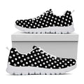 Black And White Paw And Polka Dot Print White Running Shoes