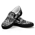 Black And White Navajo Print Black Slip On Sneakers