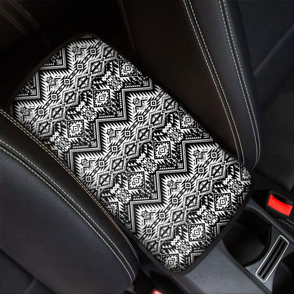 Black And White Pendleton Navajo Print Car Center Console Cover