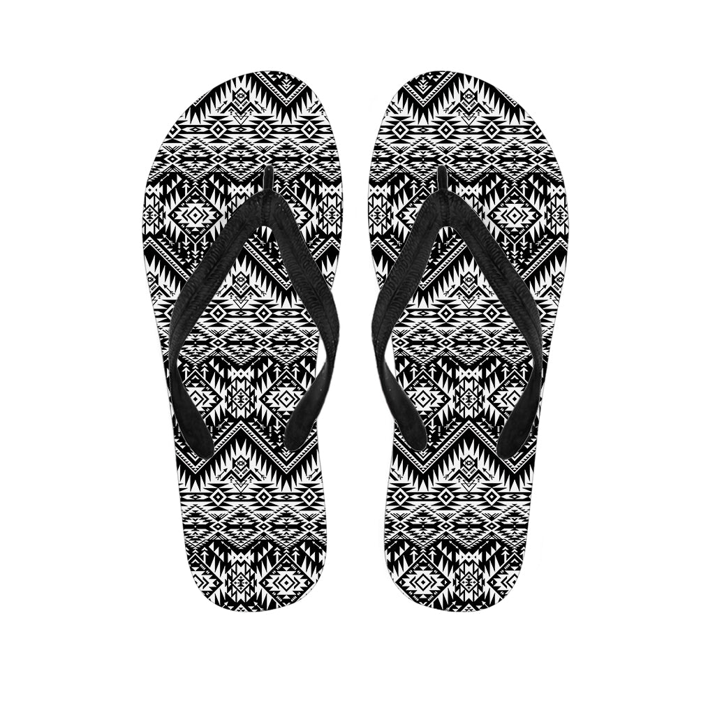 Black And White Pendleton Navajo Print Flip Flops