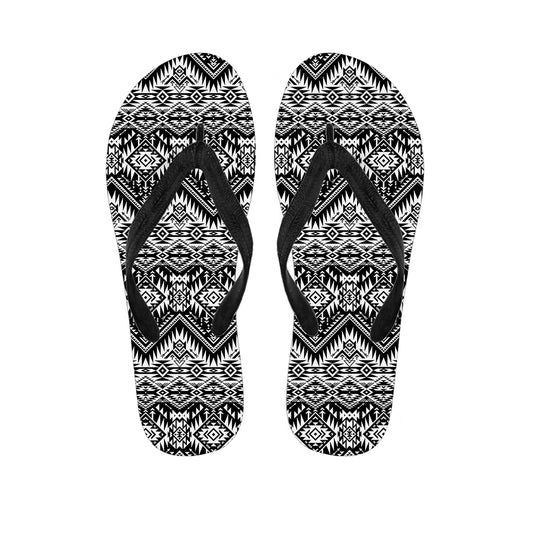 Black And White Pendleton Navajo Print Flip Flops