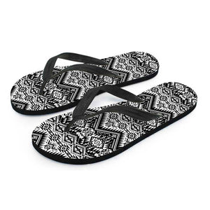 Black And White Pendleton Navajo Print Flip Flops