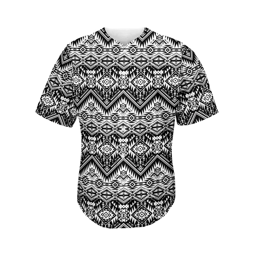 Black And White Pendleton Navajo Print Men's Baseball Jersey