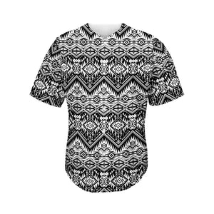 Black And White Pendleton Navajo Print Men's Baseball Jersey