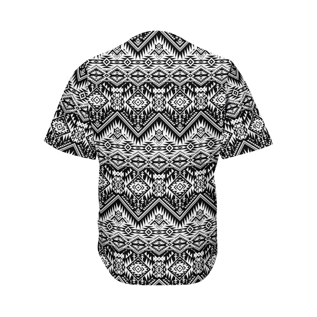 Black And White Pendleton Navajo Print Men's Baseball Jersey