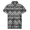 Black And White Navajo Print Men's Short Sleeve Shirt