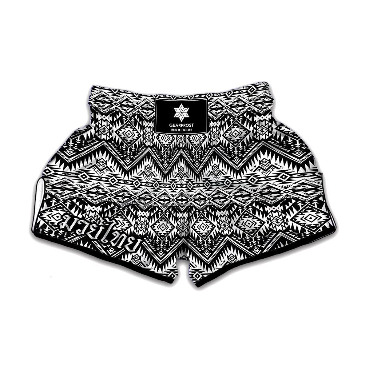 Black And White Pendleton Navajo Print Muay Thai Boxing Shorts