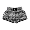 Black And White Pendleton Navajo Print Muay Thai Boxing Shorts