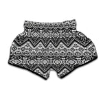 Black And White Pendleton Navajo Print Muay Thai Boxing Shorts