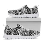 Black And White Pendleton Navajo Print White Sneakers