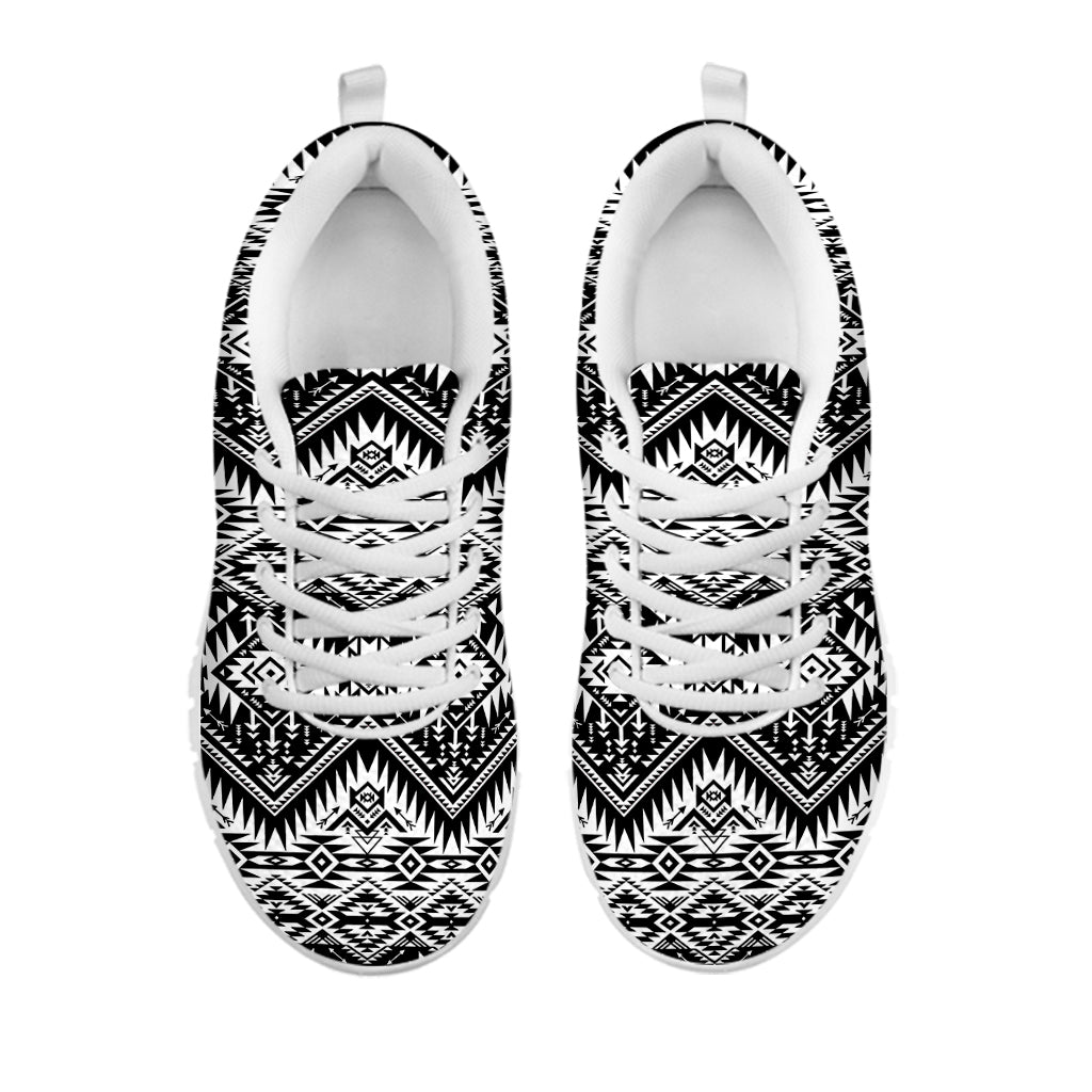 Black And White Pendleton Navajo Print White Sneakers