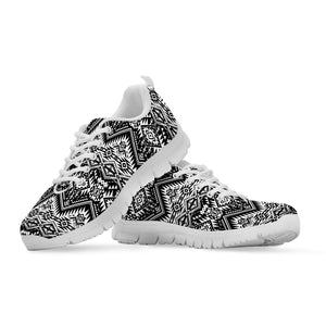 Black And White Pendleton Navajo Print White Sneakers