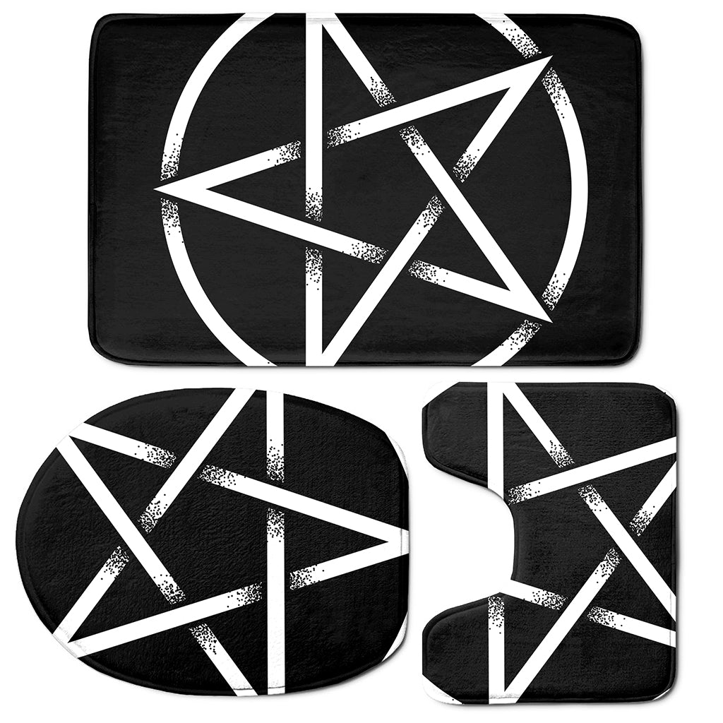Black And White Pentagram Symbol Print 3 Piece Bath Mat Set
