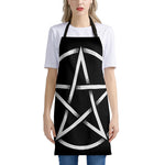 Black And White Pentagram Symbol Print Apron