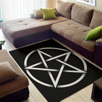 Black And White Pentagram Symbol Print Area Rug