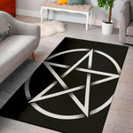 Black And White Pentagram Symbol Print Area Rug
